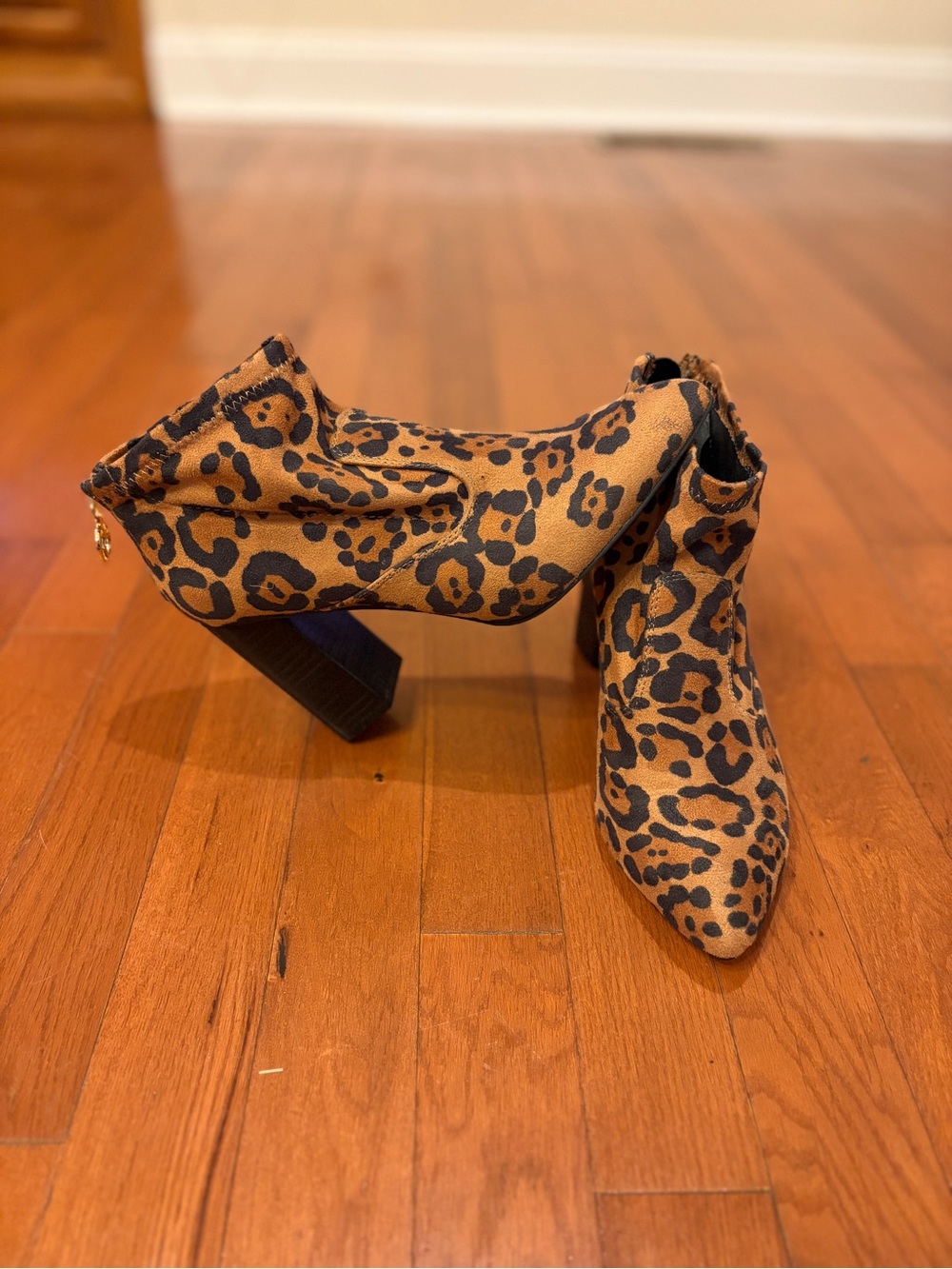 Franco Sarto | Leopard Print Pointed Toe Ankle Boots with Heel